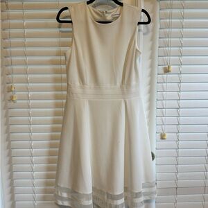 Calvin Klein White Sleeveless Fit & Flare Dress | Size 10